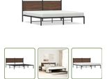 The Living Store Struttura Letto Con Testata In Metallo Effetto Rovere Marrone 183X213 Cm