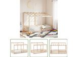 The Living Store Lettino Per Bambini Con Tetto 80X200 Cm In Legno Di Pino Massiccio