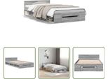 The Living Store Struttura Letto Con Cassetto Grey Sonoma 90X190 Cm In Materiale Ligneo