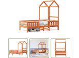 The Living Store Letto In Legno Massiccio Con Tetto A Cera Marrone 100X200 Cm Pino