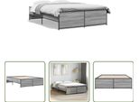 The Living Store Struttura Letto Grey Sonoma 120X190 Cm Materiale A Base Di Legno E Metallo