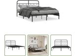 The Living Store Struttura Letto Con Testiera In Metallo Nero 150X200 Cm