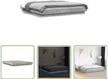 The Living Store Struttura Letto Con Led In Cemento Grigio 150X200 Cm Materiale A Base Di Legno