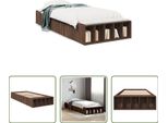 The Living Store Struttura Letto In Rovere Marrone 90X200 Cm In Materiale Ligneo