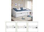 The Living Store Letto Da Giorno Con 3 Cassetti Irun White 90X200Cm In Legno Di Pino Massiccio