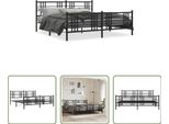 The Living Store Struttura Letto Con Testiera E Pediera In Metallo Nero 193X203 Cm