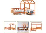 The Living Store Set Letto Da Giorno Con Tetto A Cera Marrone 90X200 Cm In Legno Di Pino Massiccio