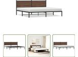 The Living Store Struttura Letto Con Testiera In Metallo Effetto Rovere Marrone 193X203 Cm