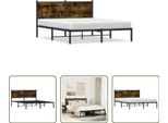 The Living Store Struttura Letto Con Testata In Metallo Rovere Fumé 140X190 Cm