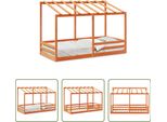 The Living Store Lettino Con Tetto In Cera Marrone 90X200 Cm In Legno Di Pino Massiccio