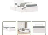 The Living Store Letto Con Cassetti E Materasso Bianco 90X200 Cm In Legno Massiccio