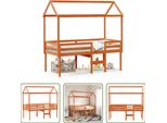 The Living Store Letto A Soppalco Con Tetto A Cera Marrone 80X200 Cm In Legno Di Pino Massiccio