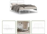 The Living Store Struttura Letto Con Testiera In Metallo Bianco 150X200 Cm