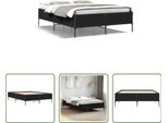 The Living Store Struttura Letto Nera 160X200 Cm In Legno E Metallo