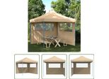 The Living Store Tenda Per Feste Pieghevole Pop-Up Con 2 Pannelli Laterali Beige