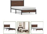 The Living Store Struttura Letto Con Testata In Metallo Effetto Rovere Marrone 107X203 Cm