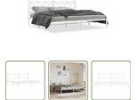 The Living Store Struttura Letto Con Testiera In Metallo Bianco 193X203 Cm