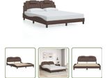 The Living Store Struttura Letto Con Testiera Marrone 160X200 Cm In Ecopelle