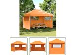 The Living Store Tenda Per Feste Pieghevole Pop-Up Con 3 Pannelli Laterali Arancione