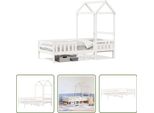 The Living Store Letto In Legno Massiccio Con Tetto Bianco 75X190 Cm Pino