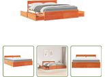 The Living Store Letto Con Cassetti E Materasso Marrone Cera 180X200 In Legno Massiccio
