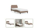 The Living Store Letto Con Materasso Cappuccino-Marrone 90X190 Cm In Ecopelle