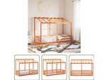 The Living Store Lettino Con Tetto A Cera Marrone 90X190 Cm In Legno Di Pino Massiccio