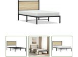 The Living Store Struttura Letto Con Testiera In Metallo Rovere Sonoma 107X203 Cm