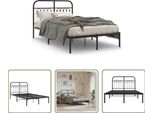 The Living Store Struttura Letto Con Testiera In Metallo Nero 120X190 Cm