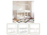 The Living Store Letto A Castello Con Tetto Bianco 80X200 Cm In Legno Di Pino Massiccio