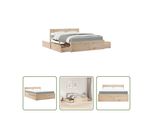The Living Store Letto Con Cassetti E Materasso 140X200 Cm In Legno Di Pino Massiccio