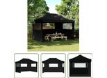 The Living Store Tenda Per Feste Pieghevole Pop-Up Con 3 Pannelli Laterali Nero