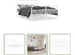 The Living Store Struttura Letto Con Testiera E Pediera In Metallo Bianco 135X190 Cm