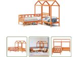 The Living Store Set Letto Da Giorno Con Tetto A Cera Marrone 80X200 Cm In Legno Di Pino Massiccio