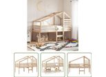The Living Store Letto A Soppalco Con Tetto 80X200 Cm In Legno Di Pino Massiccio