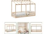The Living Store Lettino Per Bambini Con Tetto 90X190 Cm In Legno Di Pino Massiccio