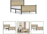 The Living Store Struttura Letto Con Testiera E Pediera In Metallo Rovere Sonoma 107X203Cm