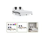 The Living Store Struttura Letto Con Led Bianco E Nero 160X200 Cm In Ecopelle