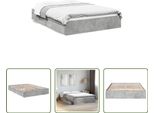 The Living Store Struttura Letto Con Cassetti In Cemento Grigio 150X200 Cm Materiale Legno