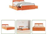 The Living Store Letto In Legno Massiccio Senza Materasso Cera Marrone 120X200 Cm Legno Di Pino