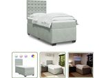 The Living Store Letto A Molle Con Materasso Grigio Chiaro 100X200 Cm In Velluto