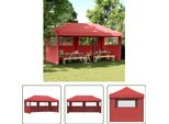 The Living Store Tenda Per Feste Pieghevole Pop-Up Con 3 Pannelli Laterali Rosso Bordeaux