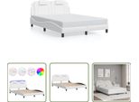 The Living Store Struttura Letto Con Led Bianco 140X190 Cm In Ecopelle