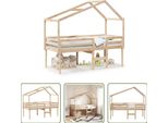 The Living Store Letto A Soppalco Con Tetto 75X190 Cm In Legno Di Pino Massiccio