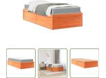 The Living Store Letto Con Materasso Wax Brown 90X200 Cm In Legno Di Pino Massiccio