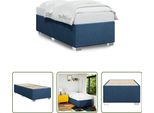 The Living Store Struttura Letto Blu 90X200 Cm In Tessuto