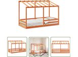 The Living Store Lettino Con Tetto In Cera Marrone 100X200 Cm In Legno Di Pino Massiccio