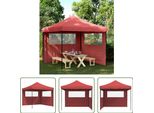 The Living Store Tenda Per Feste Pieghevole Pop-Up Con 2 Pannelli Laterali Rosso Bordeaux