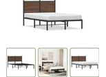 The Living Store Struttura Letto Con Testata In Metallo Effetto Rovere Marrone 120X190 Cm