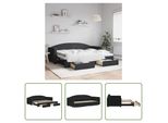 The Living Store Lettino Allungabile Con Cassetti Nero 80X200 Cm In Tessuto
